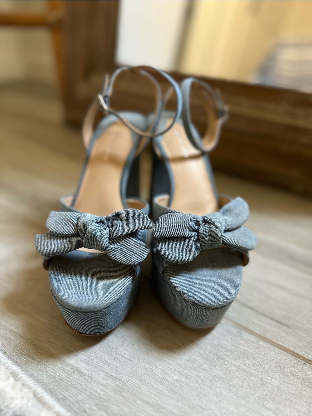 ANTONIO MELANI Denim Knot Platform Sandals 8.5 - Picture 2 of 8